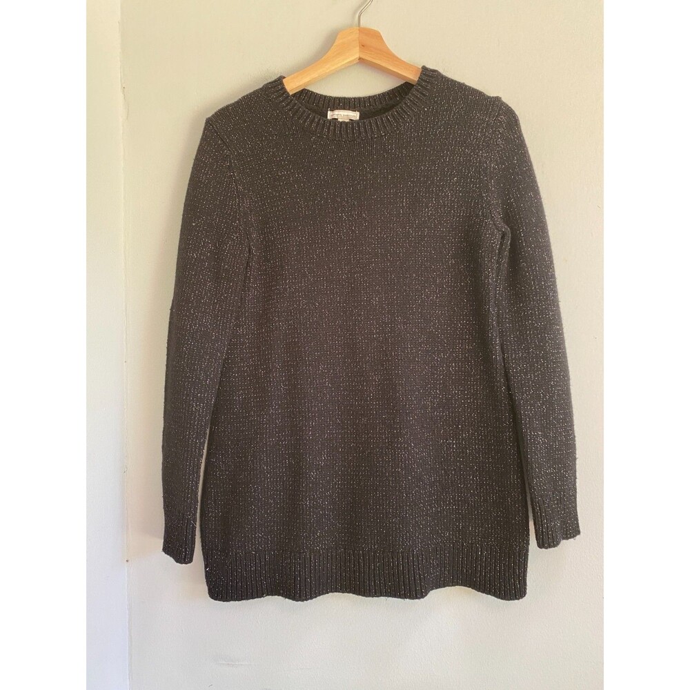Gap Maternity Sweater Women's Sz M Black Metallic Wool Blend Knit Pullover